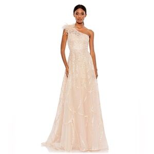 Mac Duggal 20389 NWT EMBELLISHED ONE SHOULDER A LINE GOWN